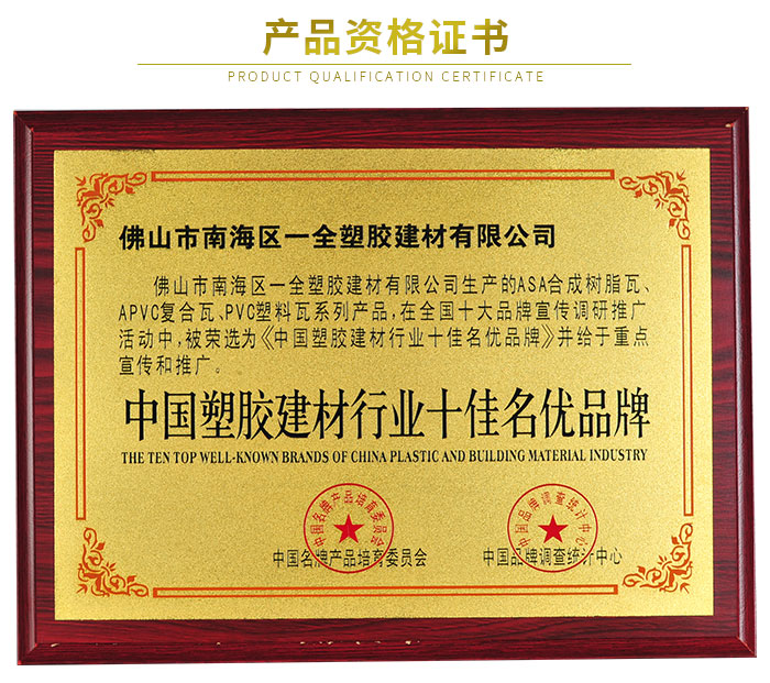 聚齊鑫合成樹脂瓦榮譽
